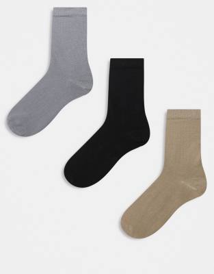 Asos Design 3 Pack Cotton Rich Socks In Multi