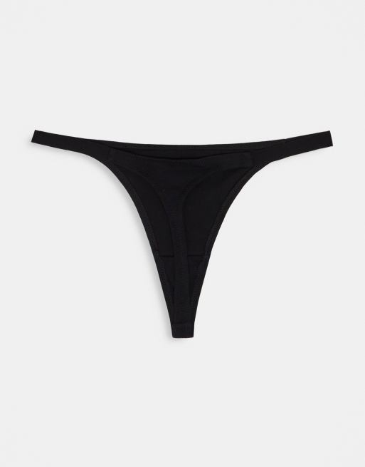 ASOS DESIGN 3 pack cotton tanga lingerie thongs in black, 2 of 4