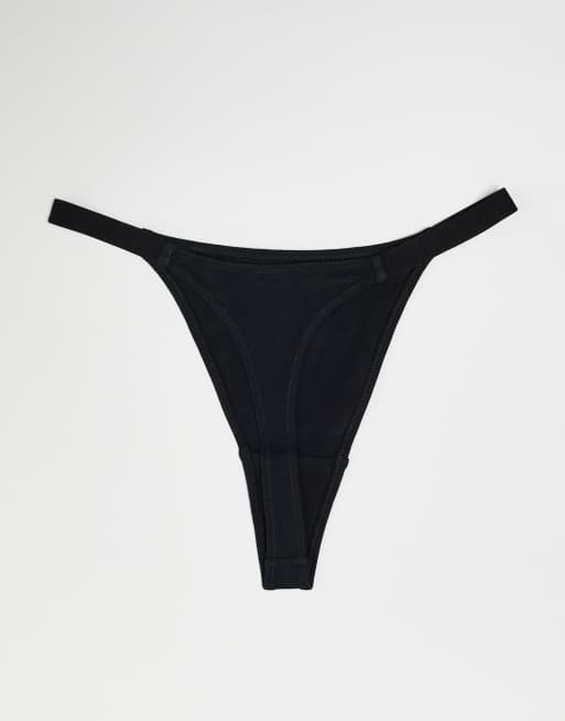 ASOS DESIGN 3 pack cotton tanga thong in black, 3 of 4