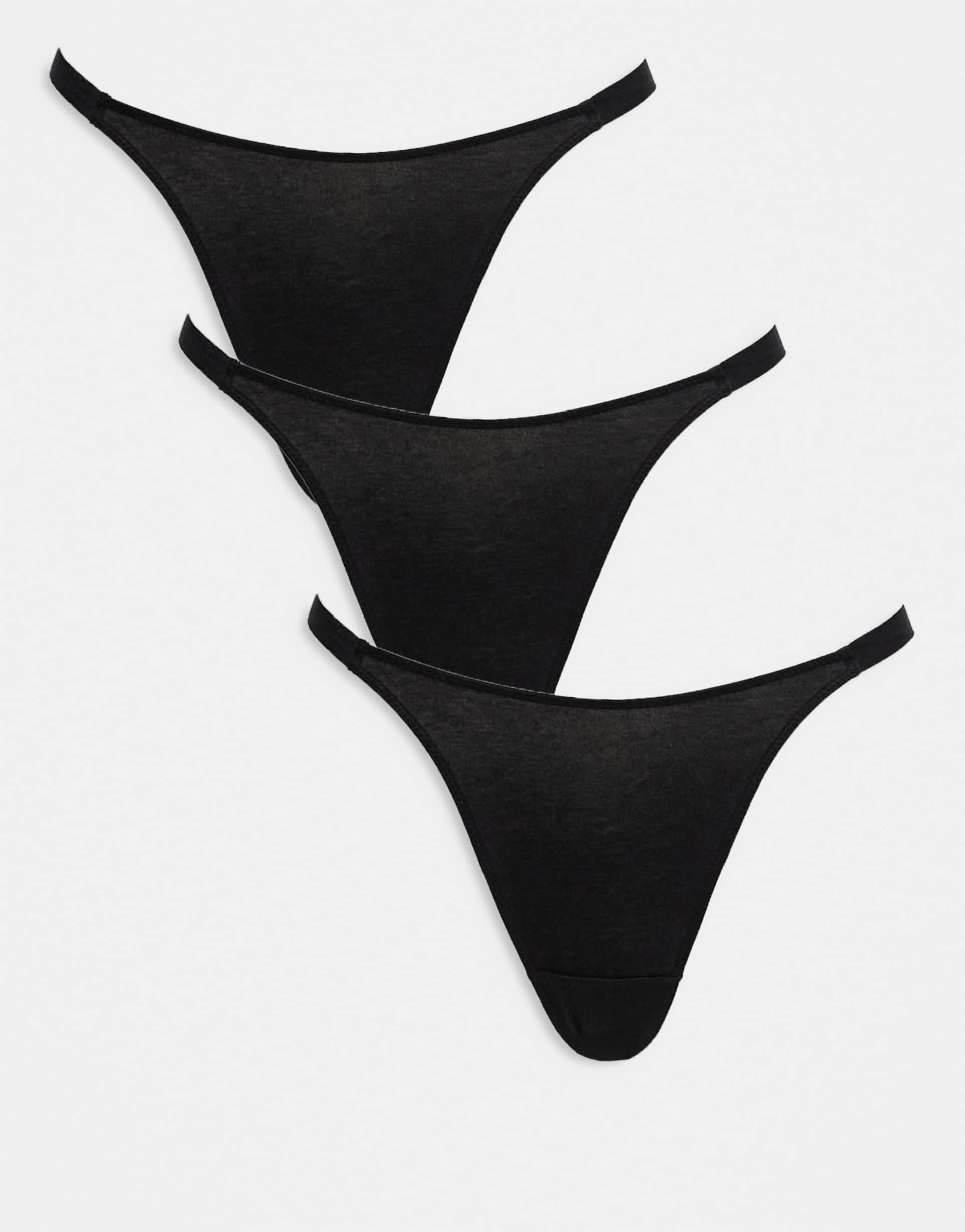 asos design 3 pack cotton tanga thong in black