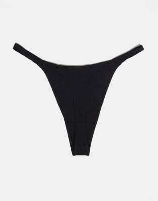 Asos Design 3 Pack Cotton Tanga Thong In Black