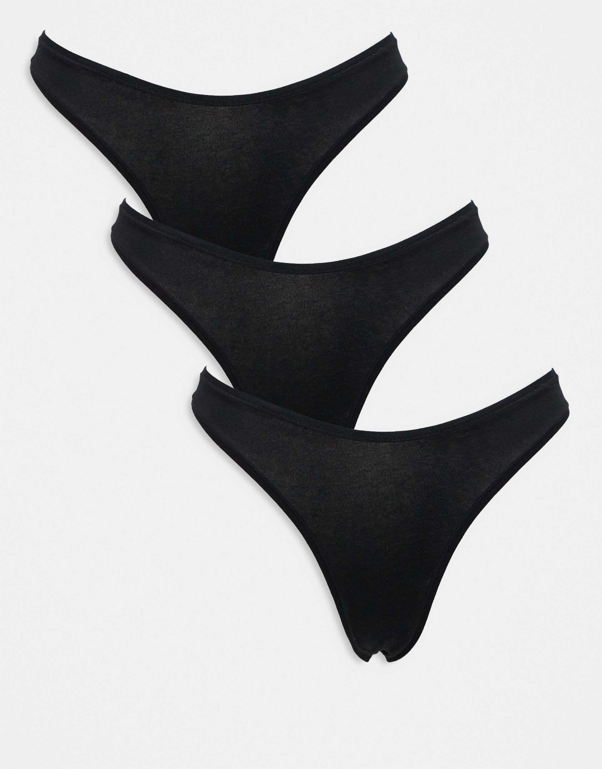 asos design 3 pack cotton thong in black
