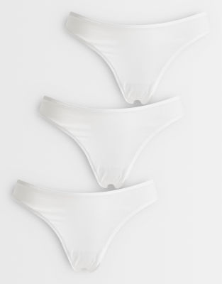 Asos Design 3 Pack Cotton Thong In White