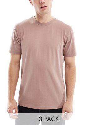 3 pack crew neck t-shirts in multiple colors
