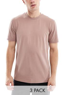 Asos Design 3 Pack Crew Neck T-shirts In Multi