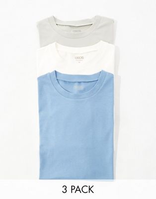 3 pack crew neck t-shirts in multiple colors