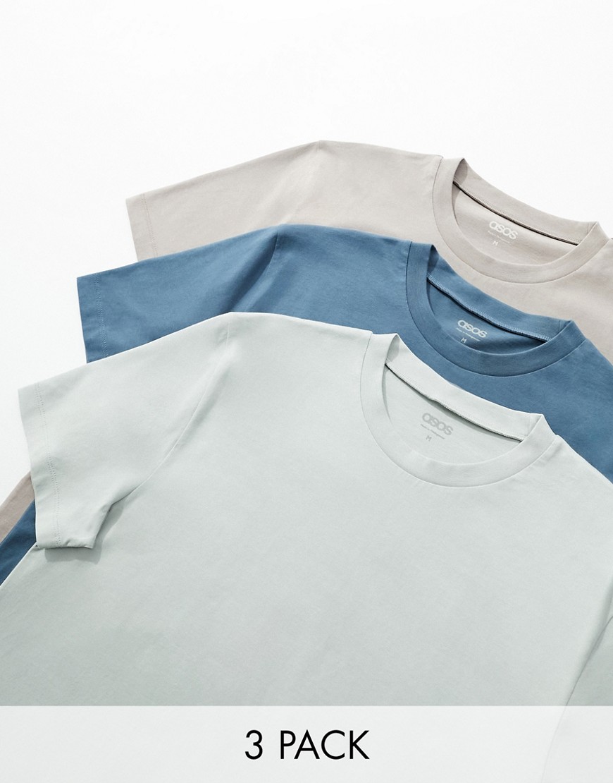 ASOS DESIGN 3 pack crew neck t-shirts in multiple colours