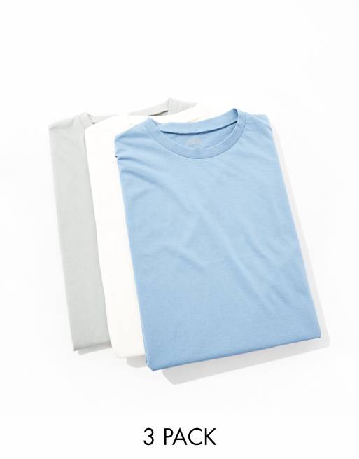 ASOS DESIGN 3 pack crew neck t-shirts in multiple colours
