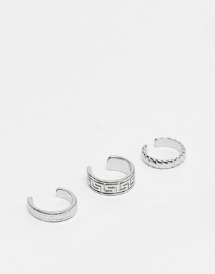 ASOS DESIGN 3 pack ear cuff set in silver tone - ASOS Price Checker