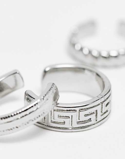 ASOS DESIGN 3 pack ear cuff set in silver tone, 2 of 4