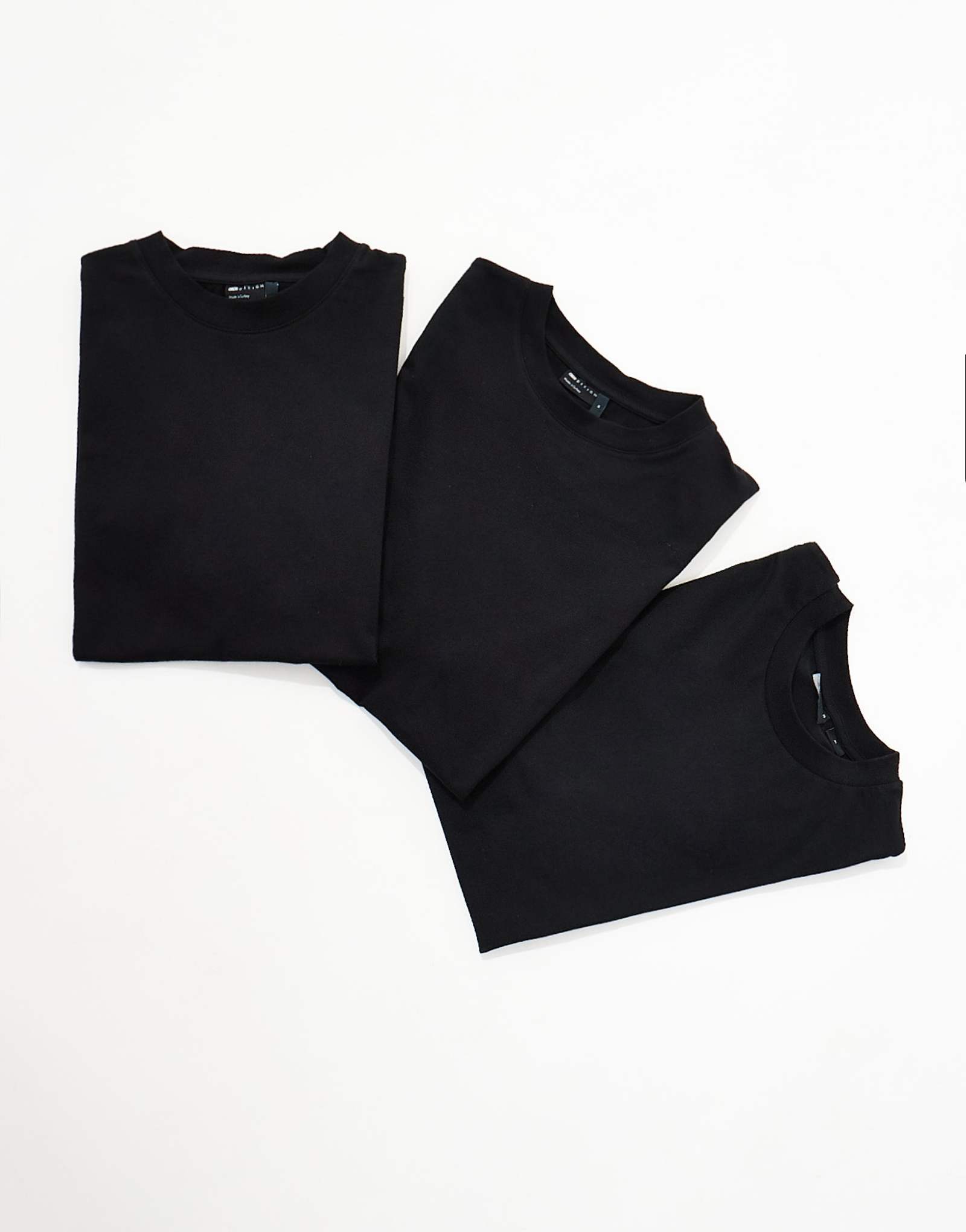 ASOS DESIGN - 3 комплекта футболок essential с круглым вырезом в непринужденном стиле черного цвета 