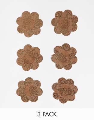 ASOS DESIGN ASOS DESIGN 3 pack fabric nipple covers in brown