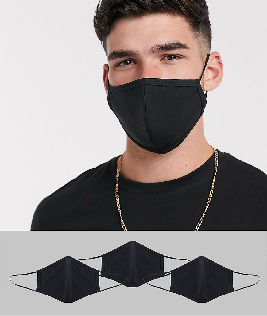 Asos Design 3 Pack Face Covering In Black Jersey