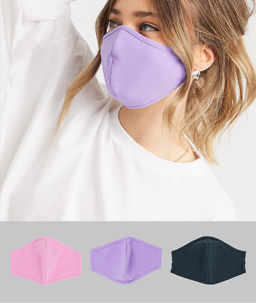Asos Design 3 Pack Face Covering In Lilac And Pinks-multi