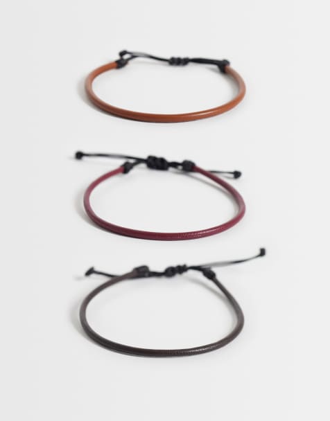 ASOS DESIGN 3 pack faux leather bracelet in multi - view 1