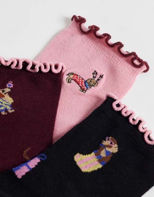 ASOS DESIGN 3 Pack Festive Dog Socks in multi, 3 of 3
