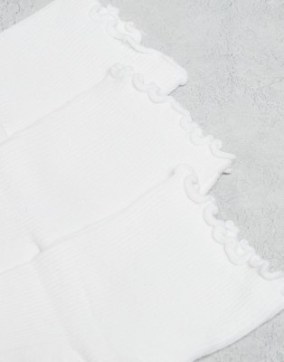 Asos Design 3 Pack Frill Edge Ankle Socks In White