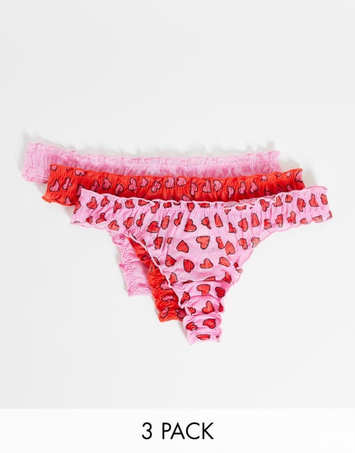 ASOS DESIGN 3 pack lace T back thongs