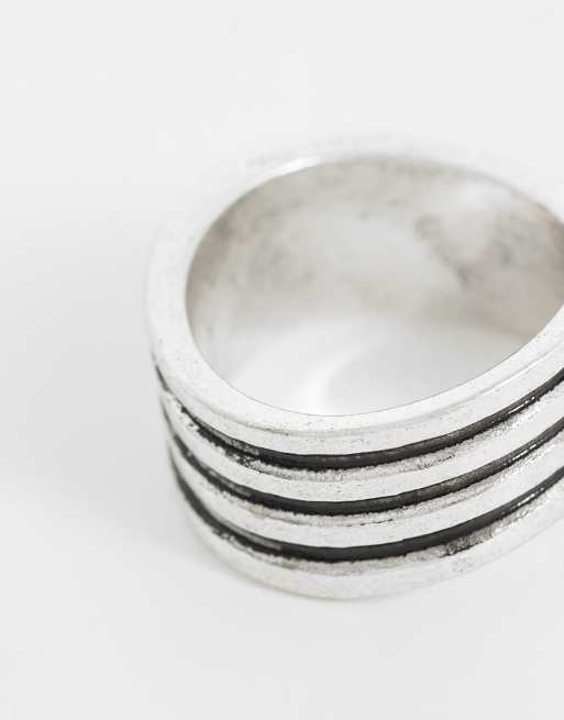 ASOS DESIGN 3 pack greek wave and layered ring in silver, 2 of 3