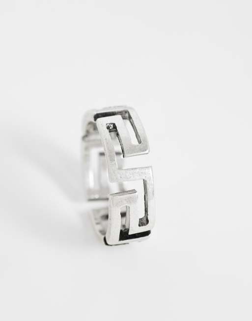 ASOS DESIGN 3 pack greek wave and layered ring in silver, 3 of 3