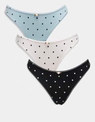 Asos Design 3-pack High Leg Thongs In Multi