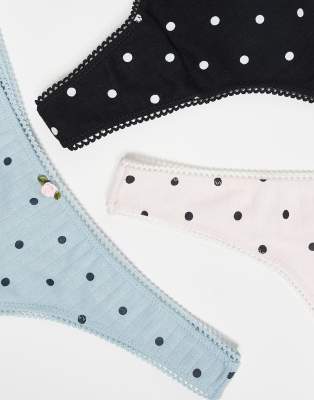 Asos Design 3-pack High Leg Thongs In Multi