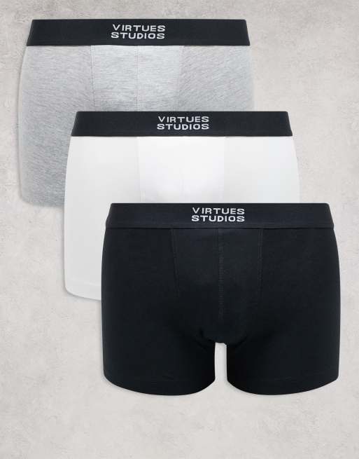 ASOS DESIGN 3 pack hipster in black, white and grey
