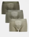 [ASOS DESIGN] ASOS DESIGN 3 pack hipster trunks in khaki-Green XS KHAKI