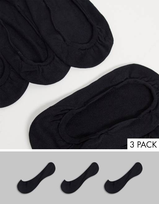 ASOS DESIGN 3 pack invisible liner socks in black in nylon - BLACK