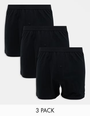 Asos Design 3 Pack Jersey Boxers In Black