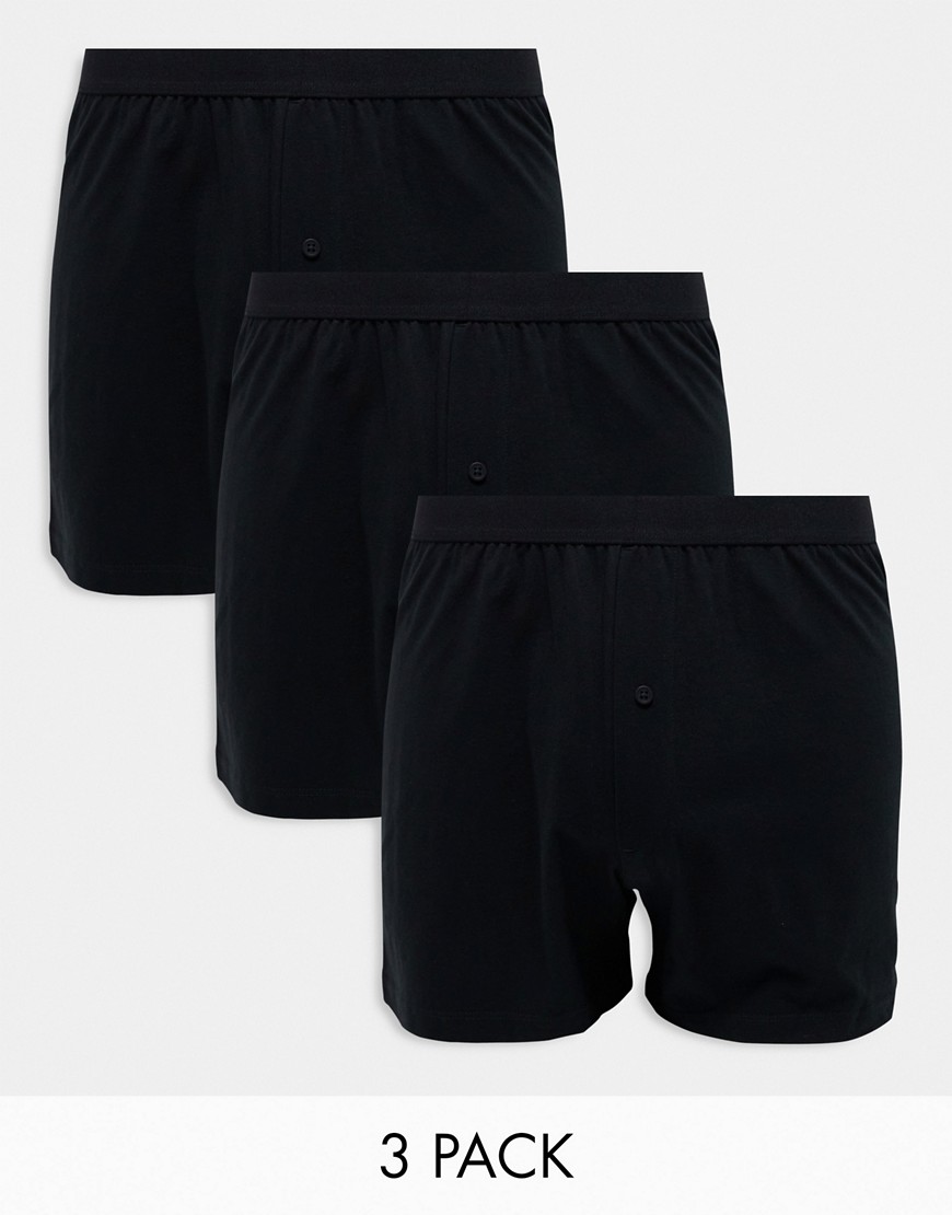 ASOS DESIGN 3 pack jersey boxers in black