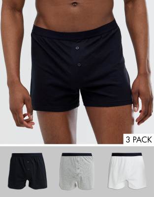 ASOS DESIGN 3 pack jersey boxers in monochrome save | ASOS