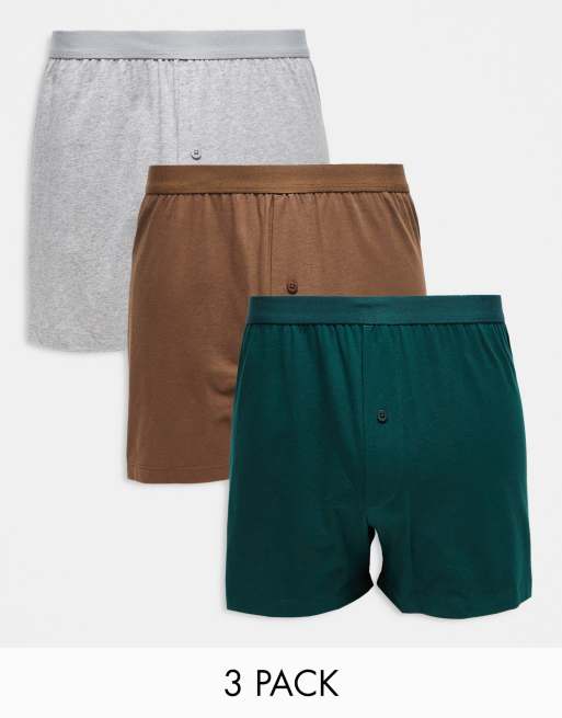 ASOS DESIGN 3 pack jersey boxers in multiple colors