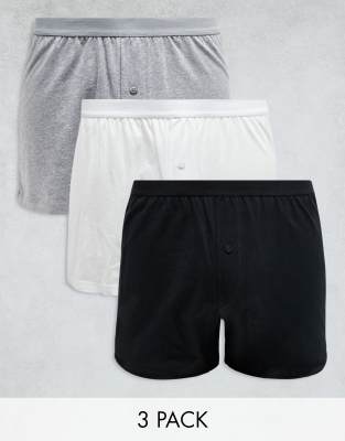 Asos Design 3 Pack Jersey Boxers In Multiple Colors