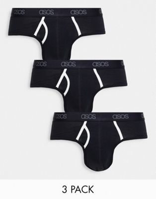 ASOS DESIGN 3 pack jersey briefs with white piping and branded waistband - ASOS Price Checker