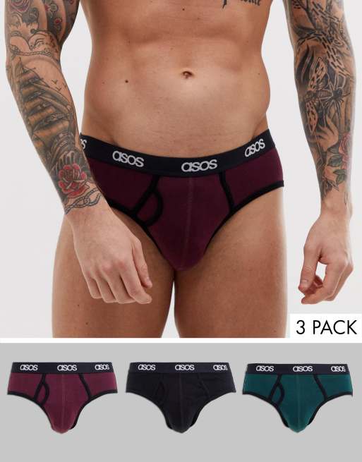 ASOS DESIGN 3 pack jock strap in varsity colors with branded waistband