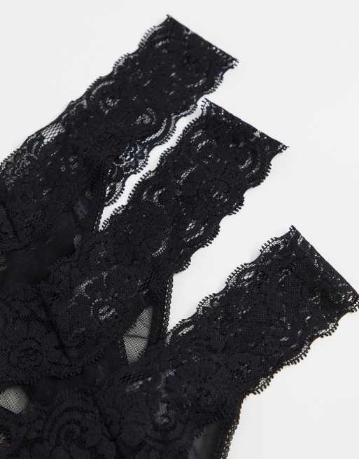 ASOS DESIGN 3 pack knickers in malibu low rise mesh & lace, 4 of 4