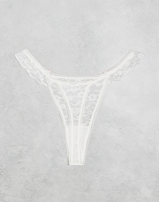 Asos Design 3-pack Lace Tanga Thongs With Lace Ruffle Side And Rosebud Trim In Animal Print