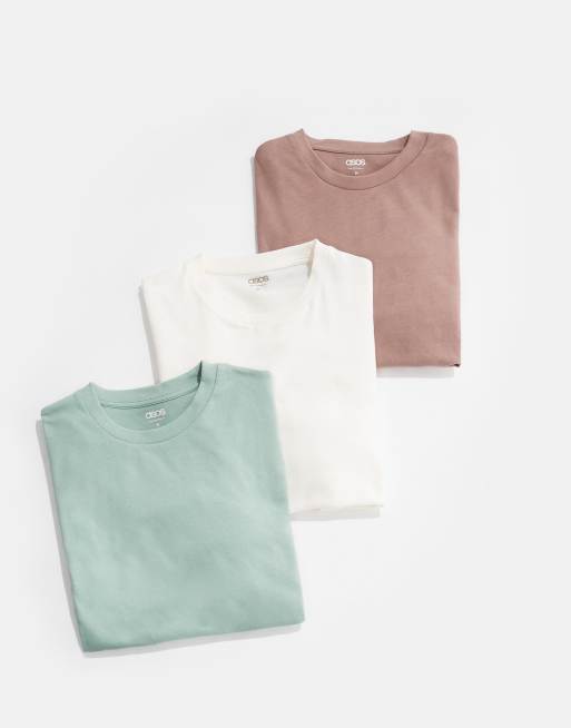 ASOS DESIGN 3-pack long sleeve crew neck T-shirts in multiple colors