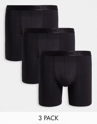 ASOS DESIGN 3 pack longer length trunks in black microfiber  - ASOS Price Checker