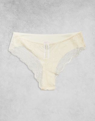 Asos Design 3 Pack Love Me No Vpl & Lace Brazilian Briefs In Blue