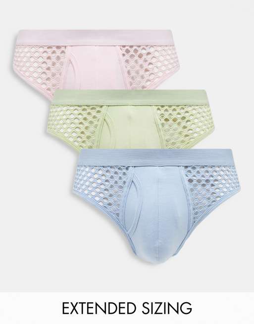 ASOS DESIGN 3 pack mesh briefs in pastel