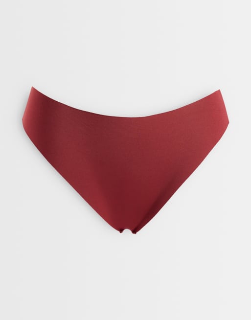 ASOS DESIGN 3 pack micro no vpl brazilian in burgundy, 2 of 3