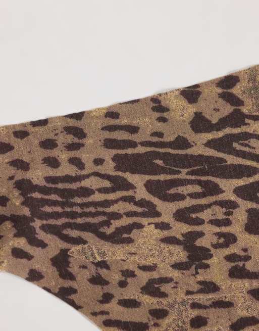 ASOS DESIGN 3 pack micro no vpl G-string in leopard, black and brown, 2 of 3