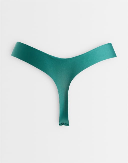 ASOS DESIGN 3 pack micro no vpl thong in teal, choc and burgundy , 3 of 3