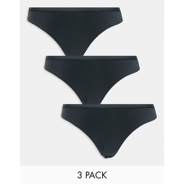 ASOS DESIGN 3 pack microfiber brazilian brief in black