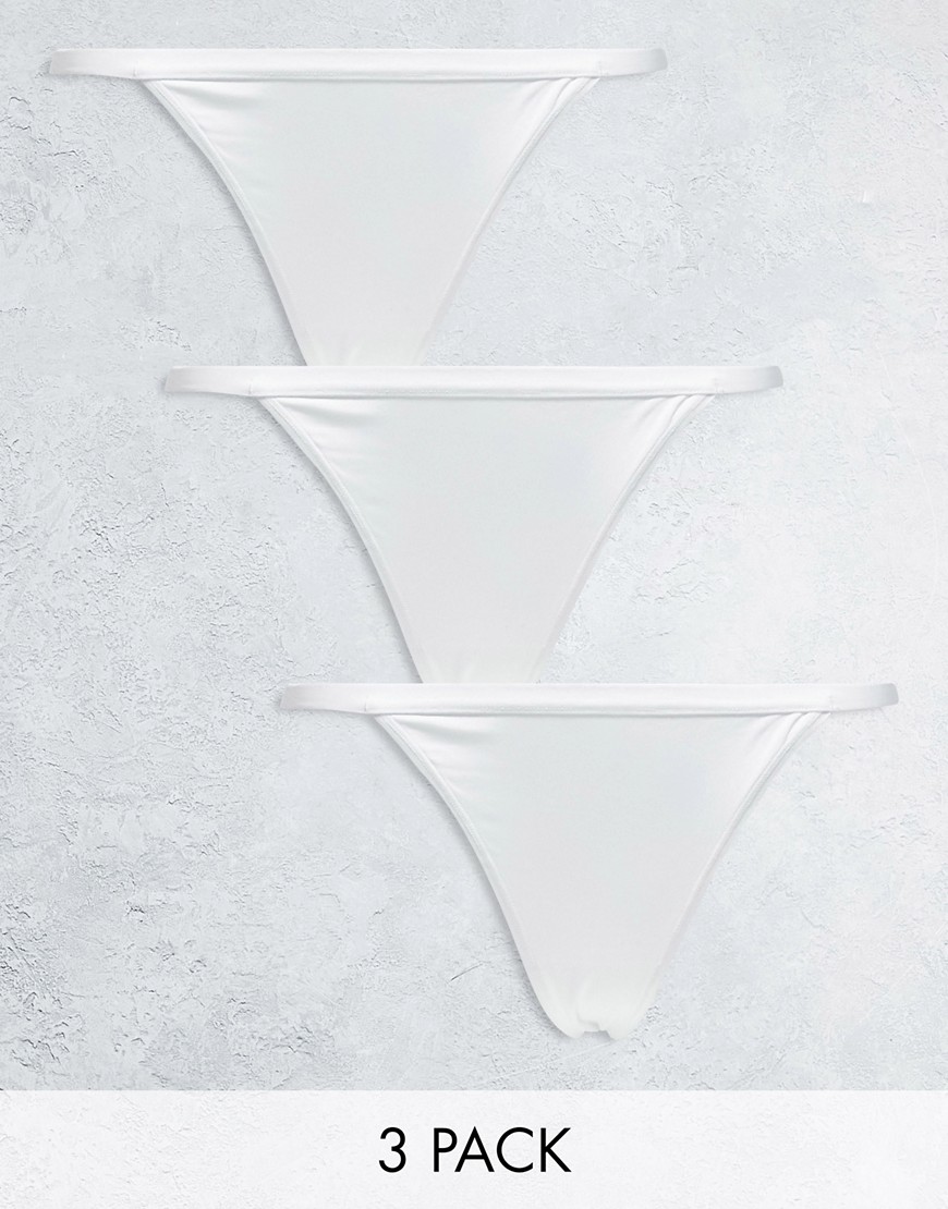 Asos Design 3-pack Microfiber Tanga Thongs In White