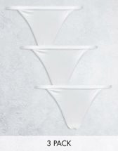 ASOS DESIGN 3 pack ribbed seamless thong pack in neutrals & white