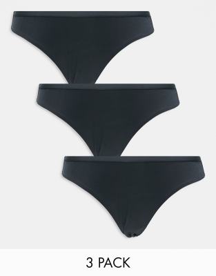 ASOS DESIGN 3 pack microfibre brazilian brief in black