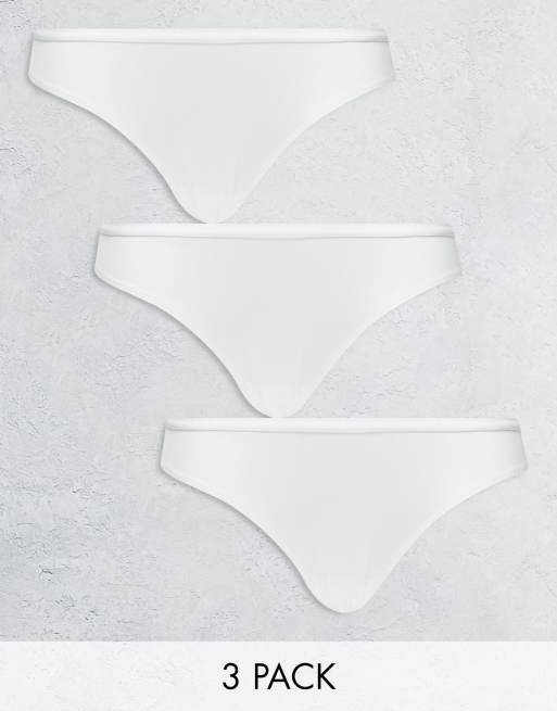 ASOS DESIGN 3 pack microfibre brazilian brief in white